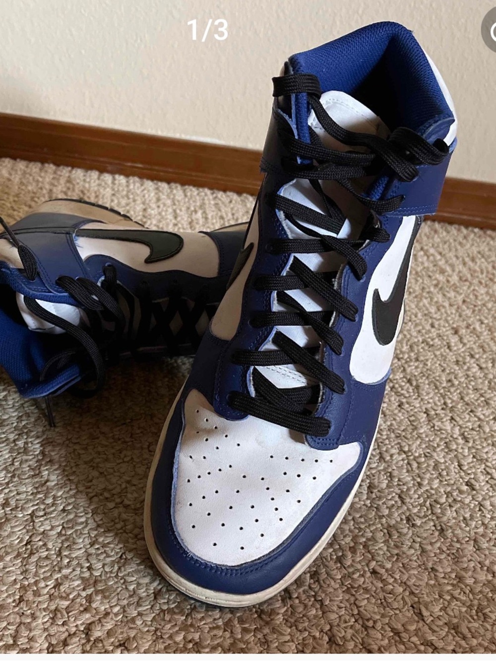 Nike AirForce One High-Top Sneakers in White, Navy, and Black